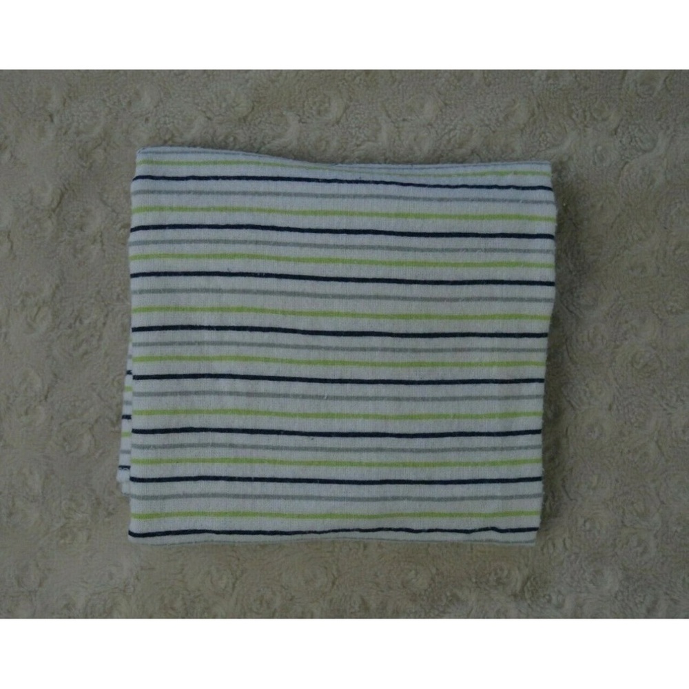 Zak & Zoey Green Stripe Baby Receiving Blanket White Blue Gray Flannel Cotton